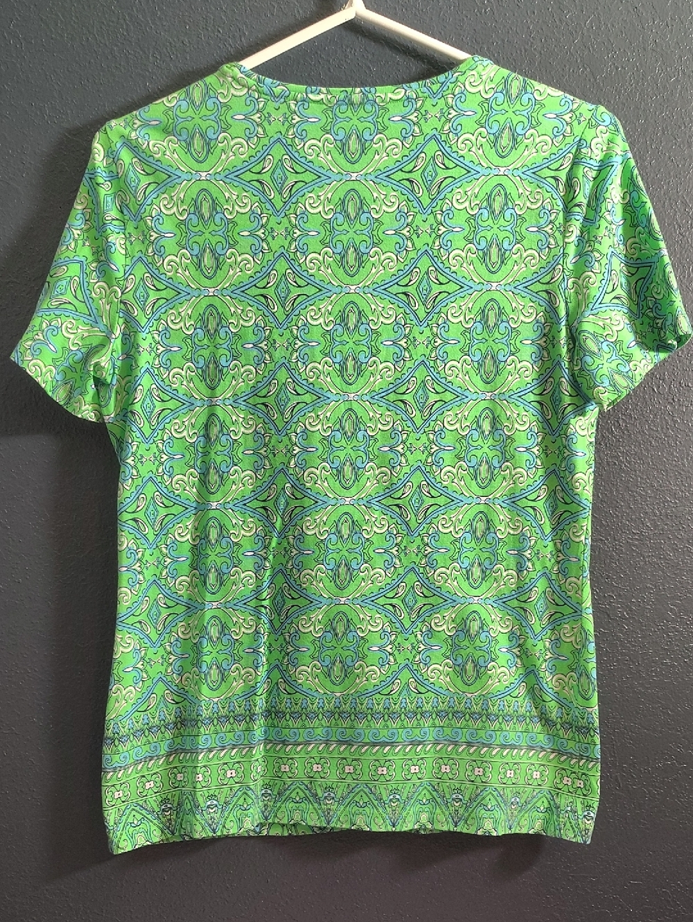 The Talbots Tee Lime and Teal Medallion Short-Sleeve - Picture 4 of 4